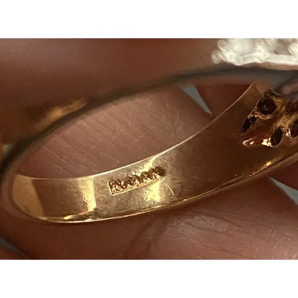 ROMAN Ring Yellow Gold Plated Women's Sz 9 CZ Flower Cluster Tests 10k Plated - Picture 10 of 10